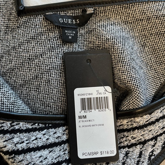 Size Medium Guess Bodycon Sweater Dress Black/Silver - Picture 3 of 4